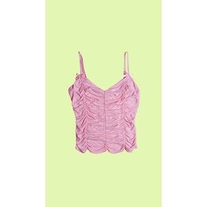 Y2KBETSEY JOHNSON NEW YORK Pink Ruched Sleeveless Top W/Bow Detail. XS-S. AS IS